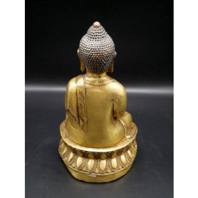 Statue de bouddha sino tibétain en dyani mudra avec le bol a aumônes ---