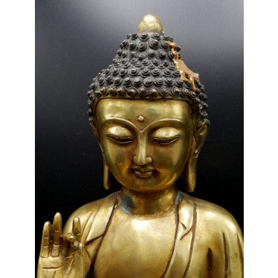 Grande statue bouddha en Shuni Mudra sino -tibétaine XXème ---