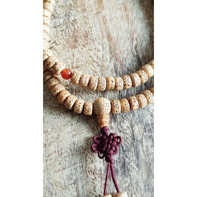 Bracelet collier mala lotus naturel ---