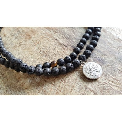 Bracelet collier mala en roche volcanique ---