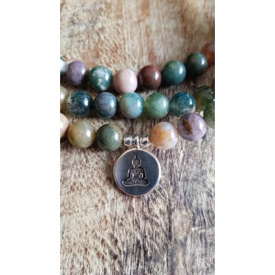 Bracelet collier mala en agathe  bouddha ---