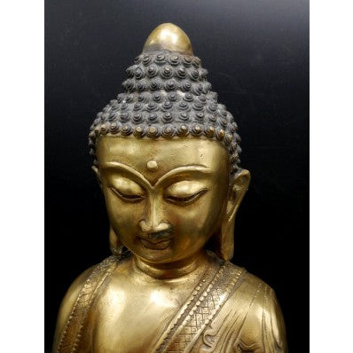 Grande Statue de bouddha sino-tibétain XXème en bhūmisparśa-mudrā ---