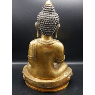 Grande Statue de bouddha sino-tibétain XXème en bhūmisparśa-mudrā ---