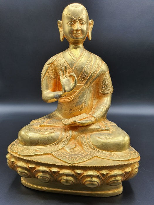 Grande statue bouddha en Shuni Mudra tibétain XXème