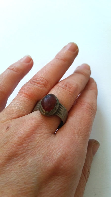 Bague indienne en argent mil. XXème taille  61-62