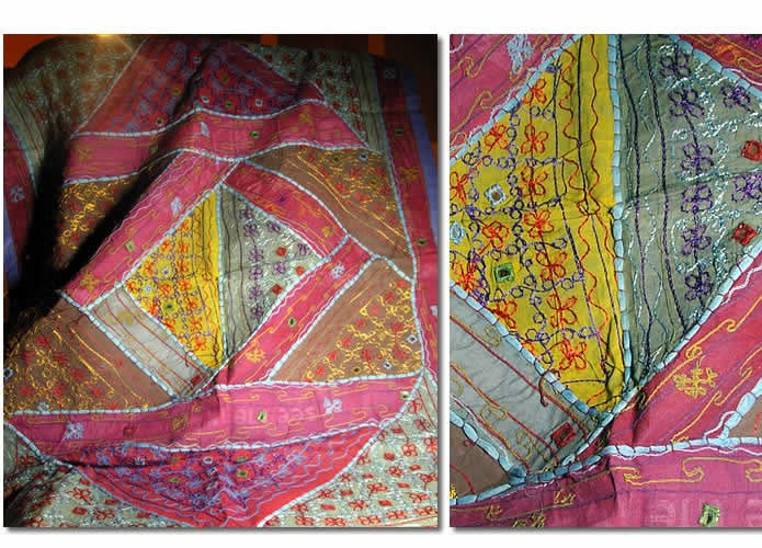 Tissu indien brodé main