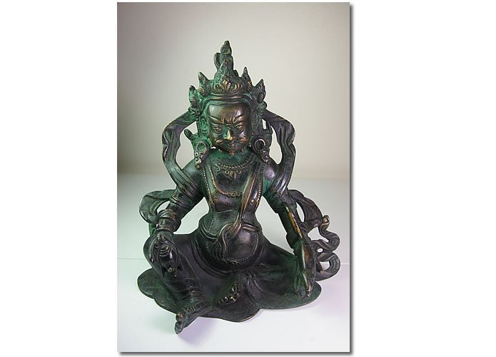 kubera vaijrasana en bronze vert noir